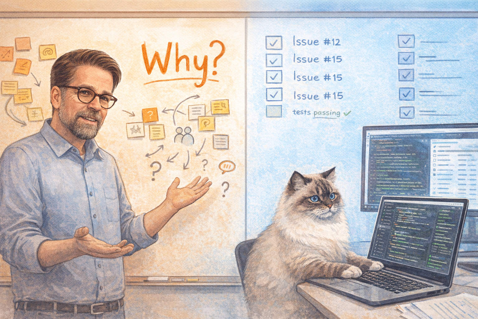 Illustration of purpose vs task boundary in AI-assisted development