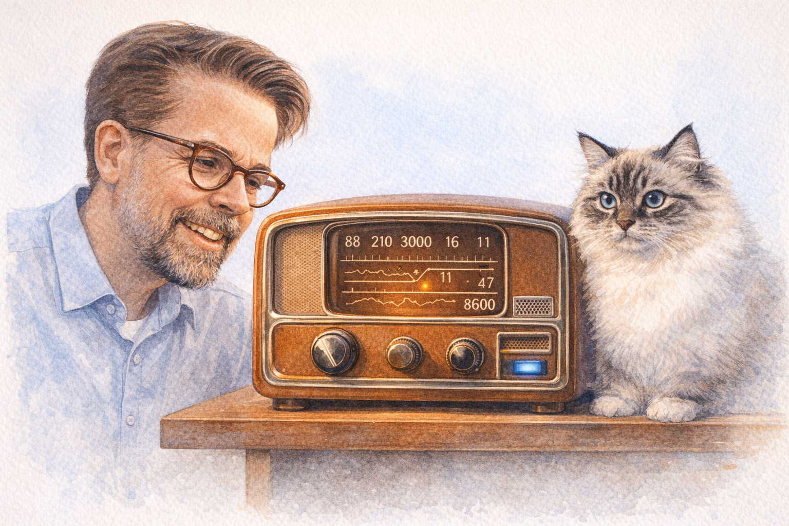 AI-generated vintage tube radio with impossible dials and wrong buttons